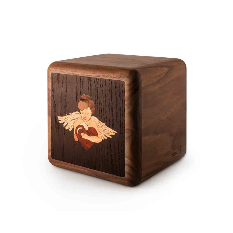 Cherub Cremation Urn for Ashes in Walnut
