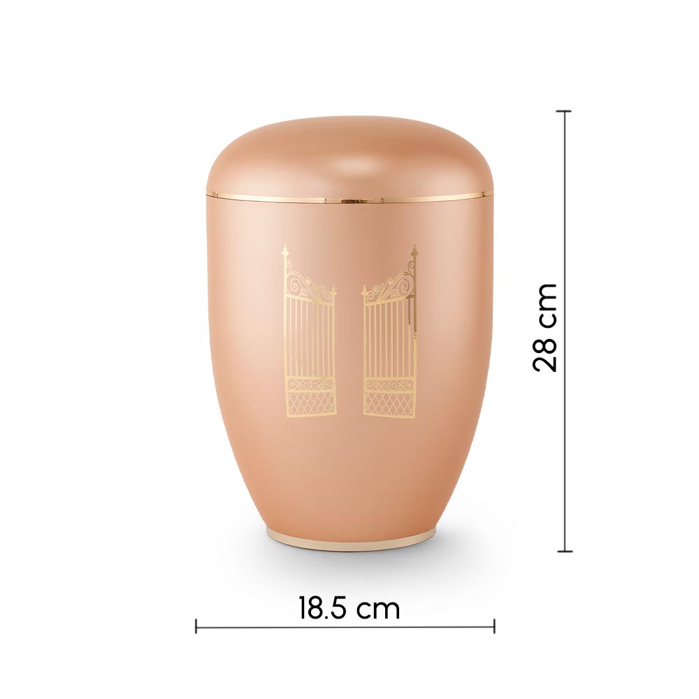 Clarity Gate Biodegradable Cremation Urn for Ashes Rose Gold Dimensions