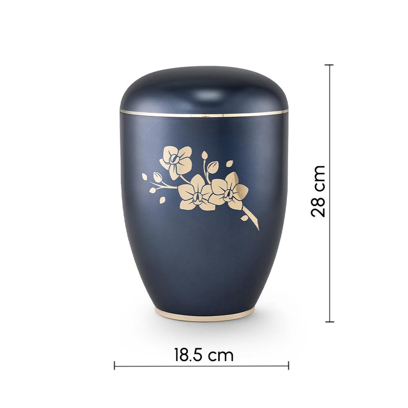    Clarity Orchids Biodegradable Cremation Urn for Ashes Navy Dimensions