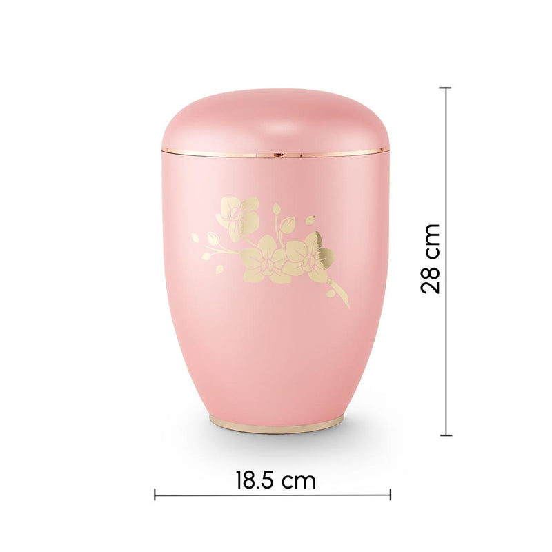 Clarity Orchids Biodegradable Cremation Urn for Ashes Pink Dimensions