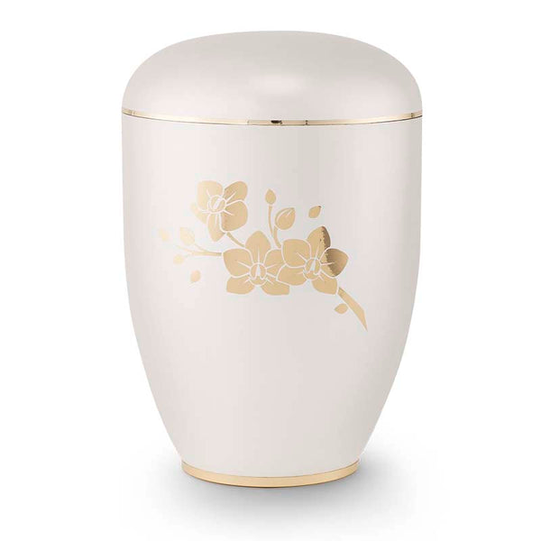 Clarity Orchids Biodegradable Cremation Urn for Ashes White