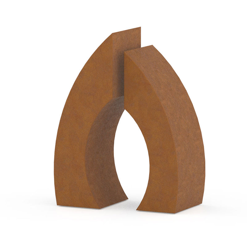 Connection Cremation Urn for Ashes Adult in Corten Steel Rotated View