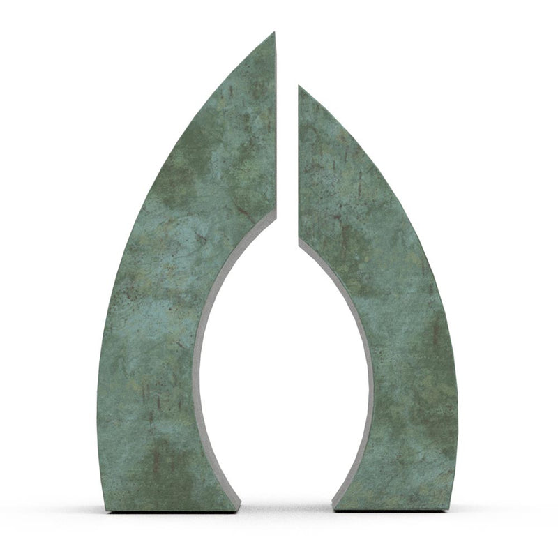 Connection Cremation Urn for Ashes Adult in Green Bronze Front View