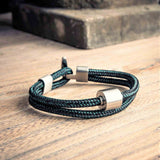 Corded Ashes Bracelet for Men in Navy on Surface