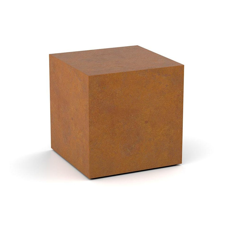 Cube Ashes Miniature Keepsake Urn in Corten Steel Rotated View