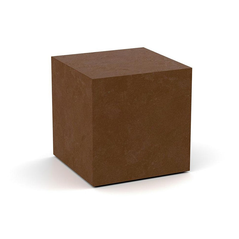 Cube Ashes Miniature Keepsake Urn in Waxed Steel Rotated View