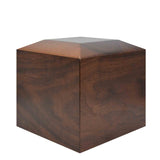 Cube Cremation Urn for Ashes in Walnut Wood