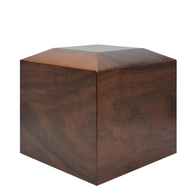 Cube Cremation Urn for Ashes in Walnut Wood