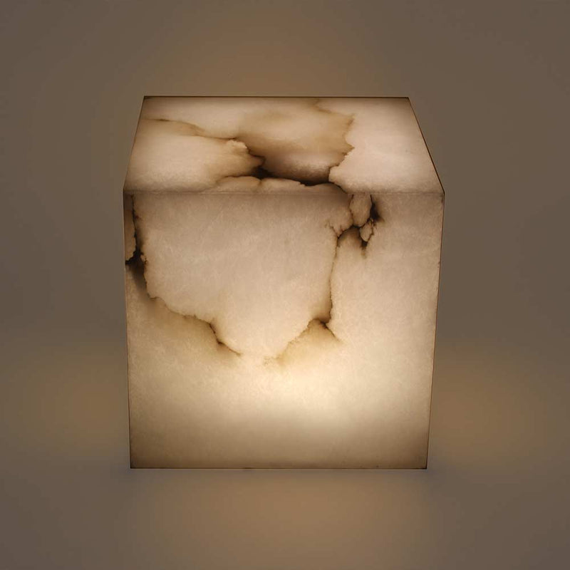 Cube Stone Cremation Urn for Ashes Under Light