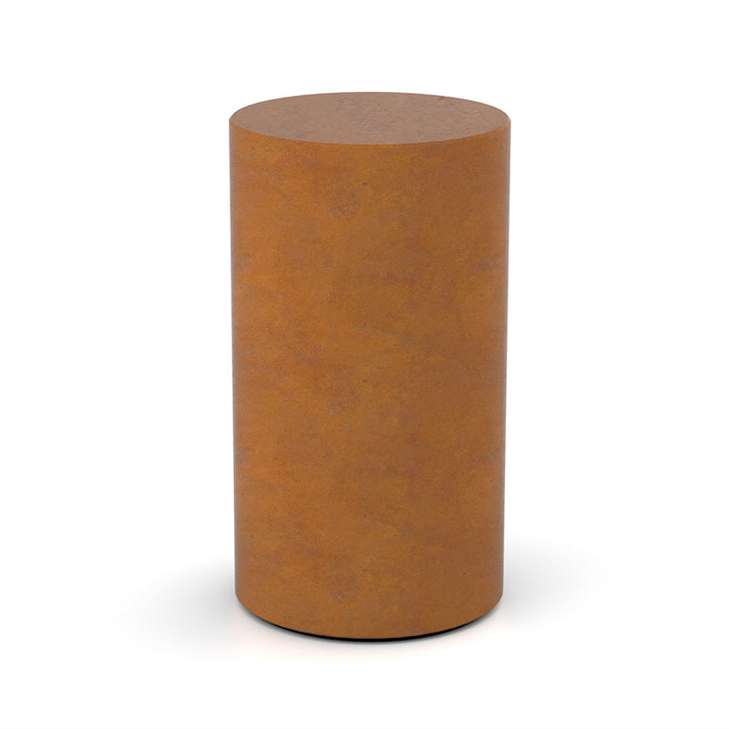 Cylinder Ashes Keepsake Urn in Corten Steel Front View