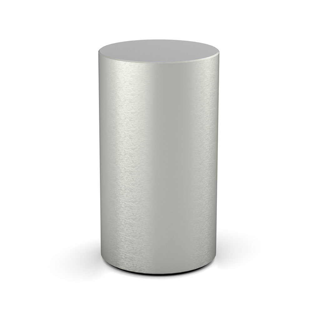 Cylinder Ashes Keepsake Urn in Stainless Steel Front View