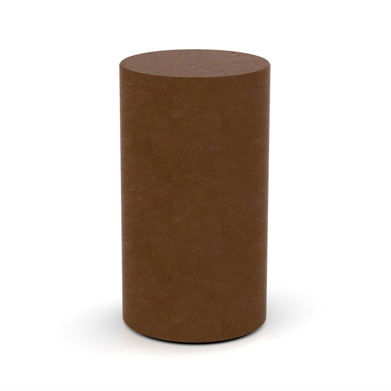 Cylinder Ashes Keepsake Urn in Waxed Steel Front View