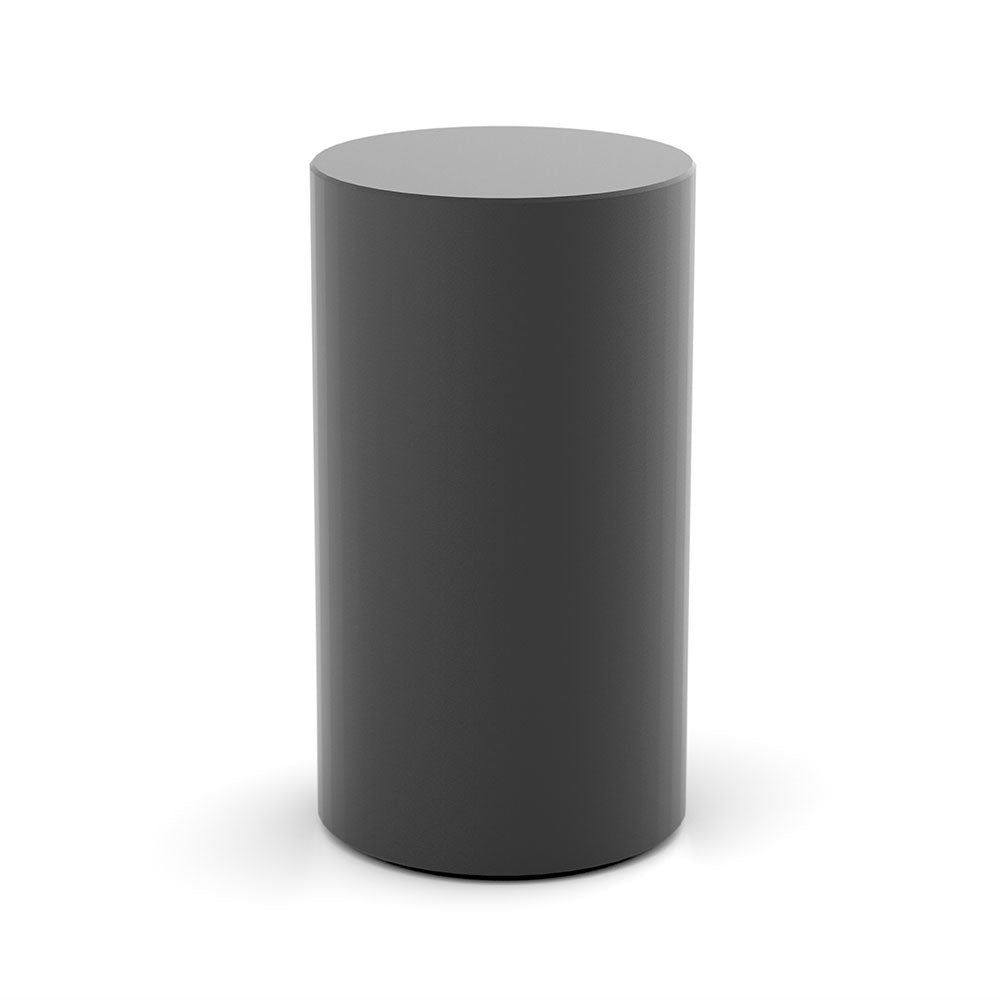 Cylinder Cremation Urn for Ashes Large Adult in Matte Black Stainless Steel Front View