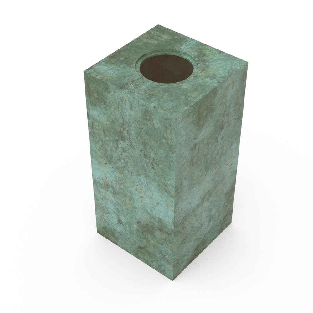Dimension Cremation Urn for Ashes Adult in Green Bronze Bottom View