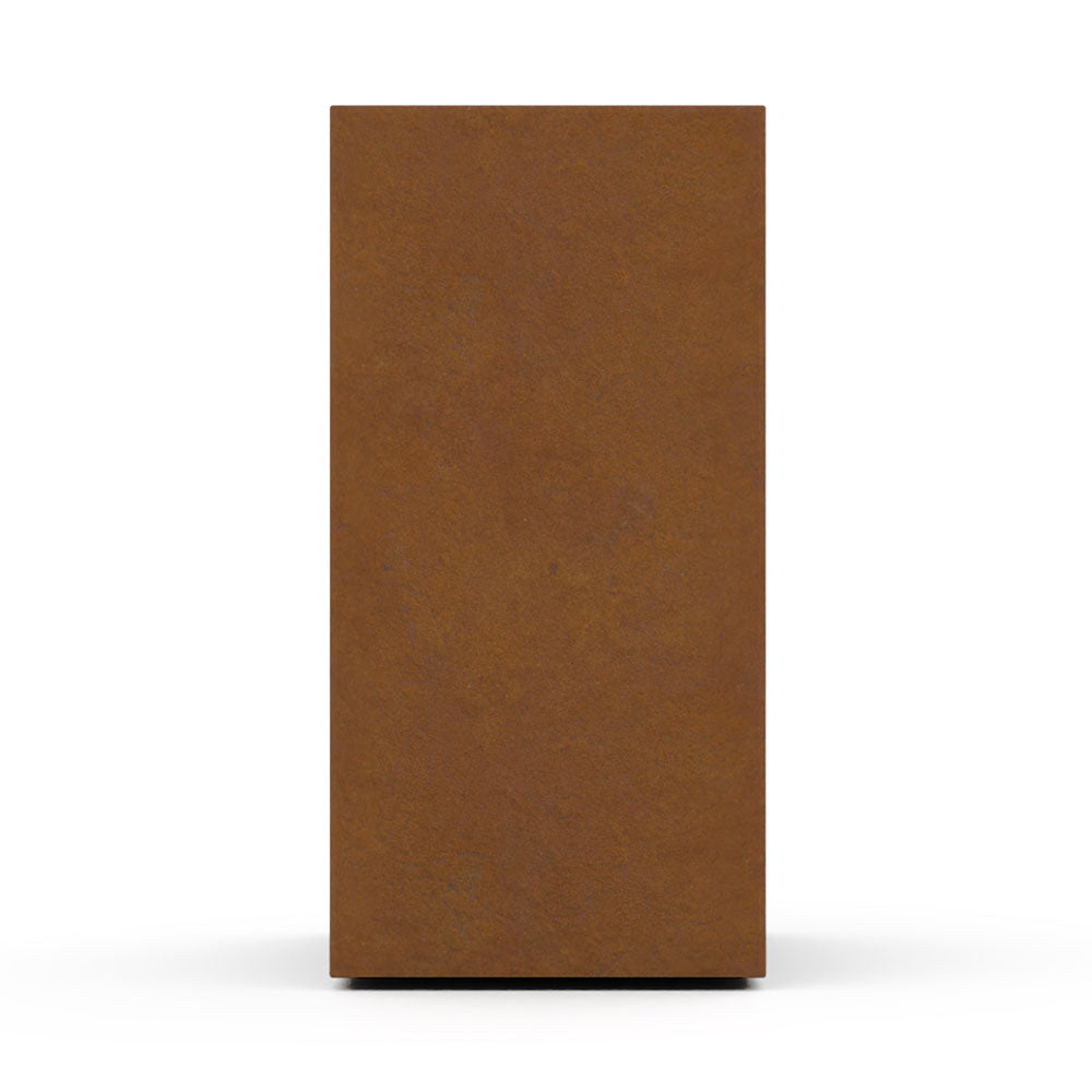 Dimension Cremation Urn for Ashes Pet in Corten Steel Front View