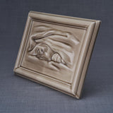 Dog Cremation Urn for Pets Ashes in Beige Grey Left View