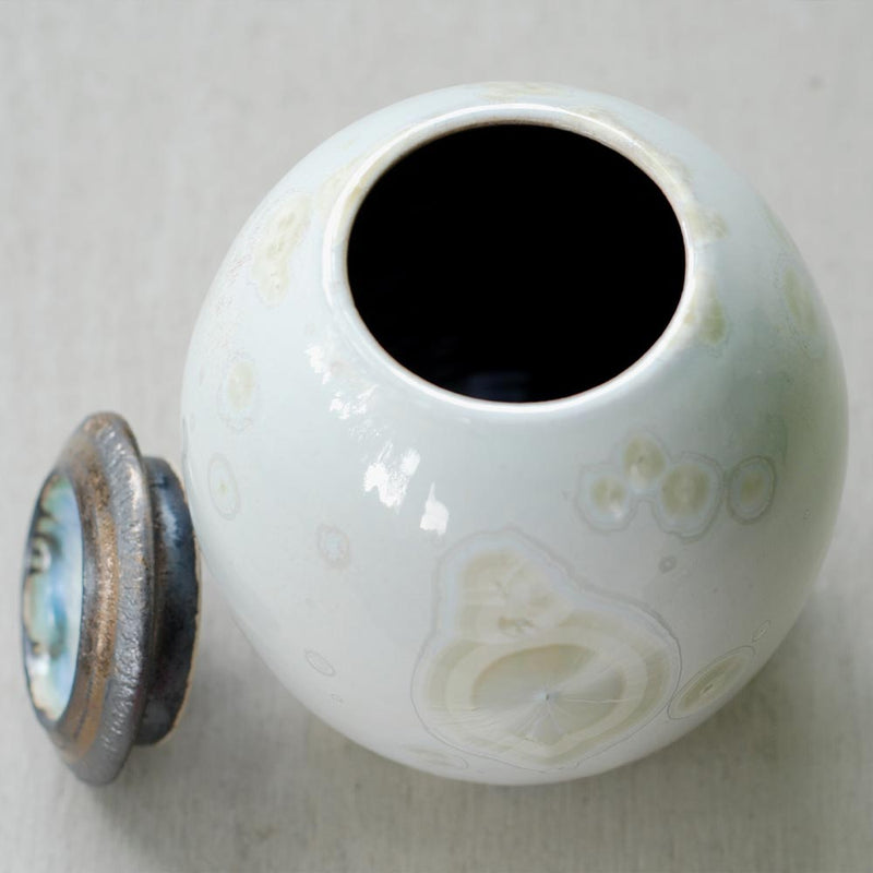 Dolomite Cremation Urn for Pets Ashes Lid Off Top View