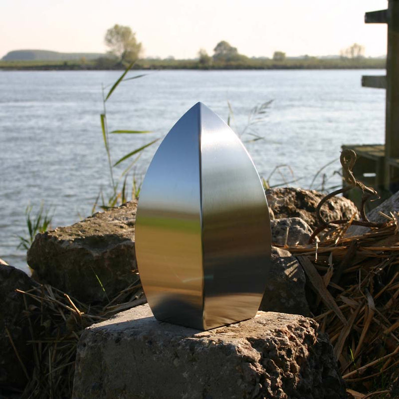 Drop Ashes Miniature Keepsake Urn in Stainless Steel by Water