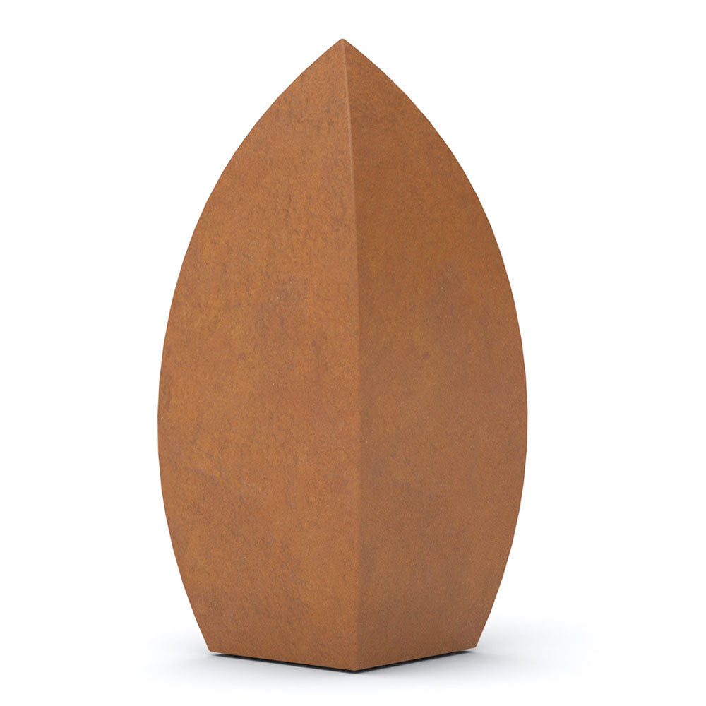 Drop Cremation Urn for Ashes Adult in Corten Steel Rotated View