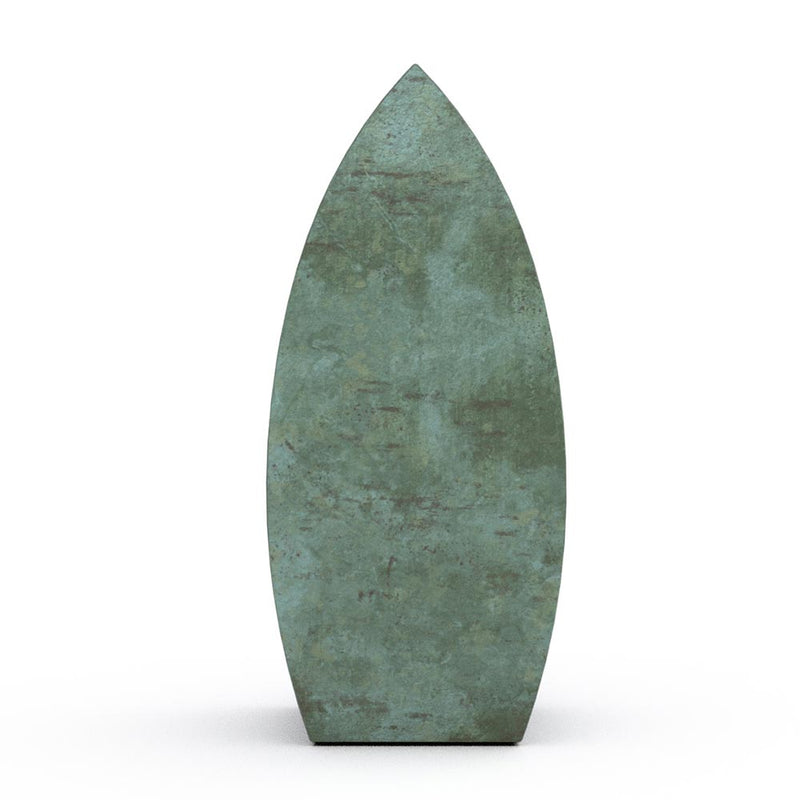 Drop Cremation Urn for Ashes Adult in Green Bronze Side View