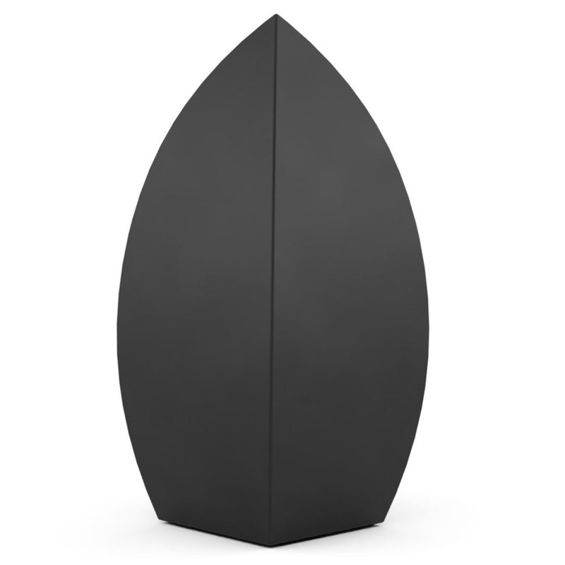 Drop Cremation Urn for Ashes Adult in Matte Black Stainless Steel Back View