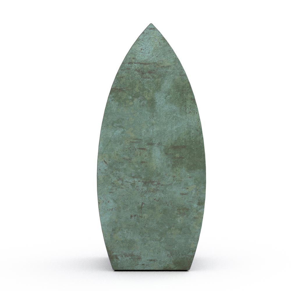 Drop Cremation Urn for Ashes Companion in Green Bronze Side View