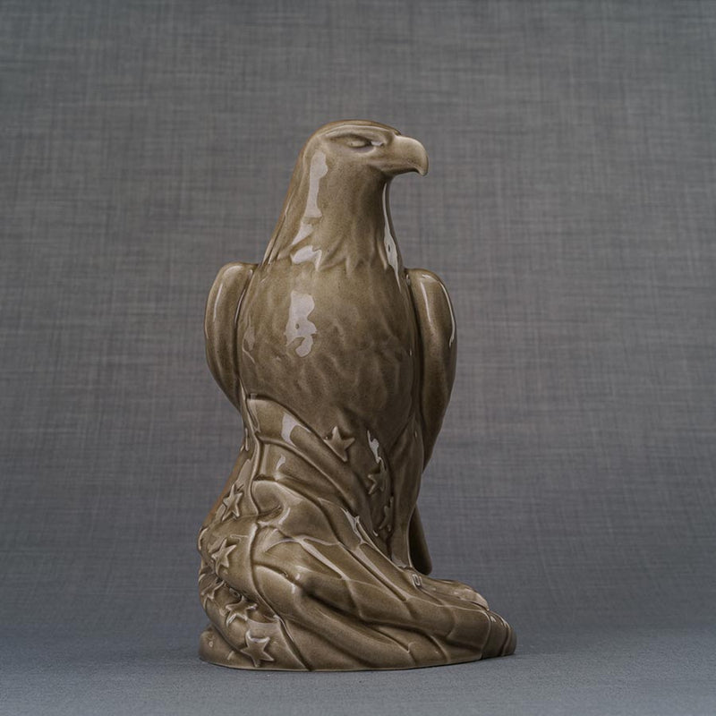 Eagle Cremation Urn for Ashes Dark Beige Front View