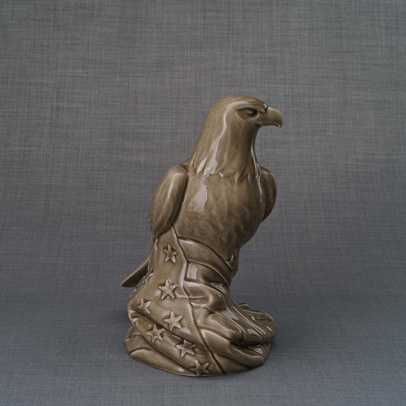 Eagle Cremation Urn for Ashes Dark Beige Left View