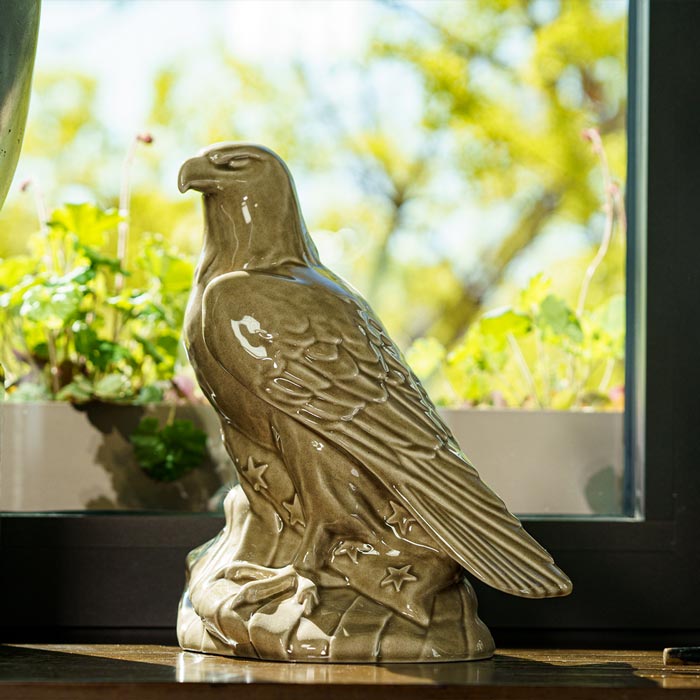 Eagle Cremation Urn for Ashes Dark Beige by Window