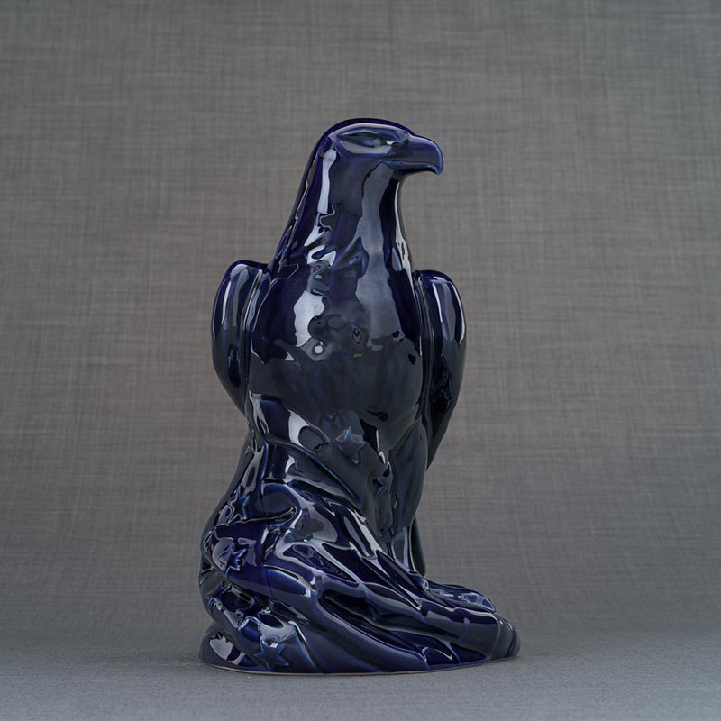 Eagle Cremation Urn for Ashes Metallic Blue Front View