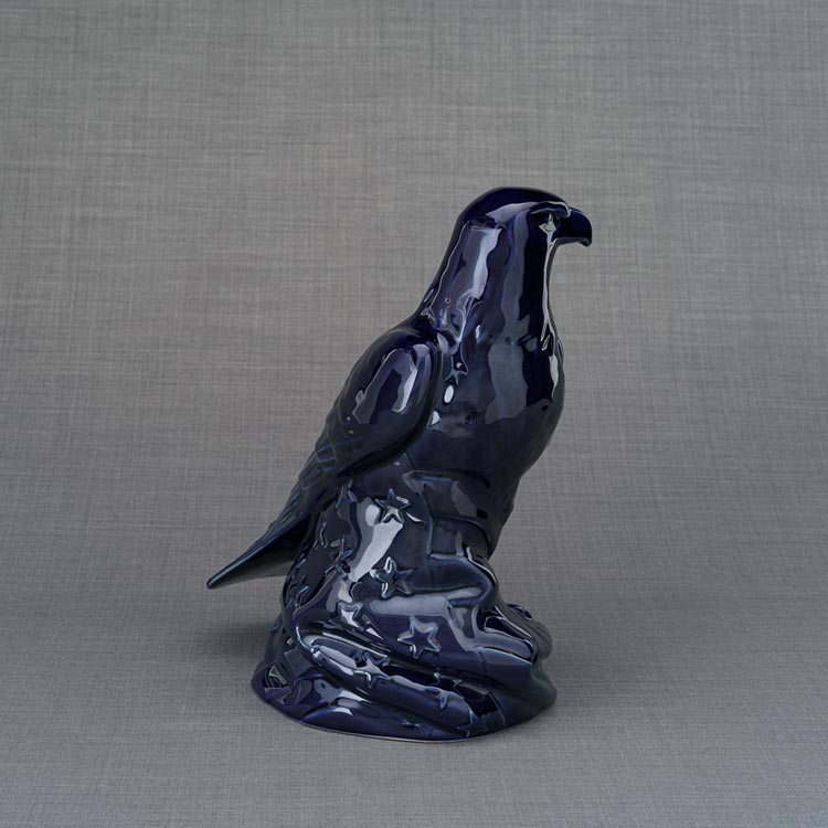 Eagle Cremation Urn for Ashes Metallic Blue Left View