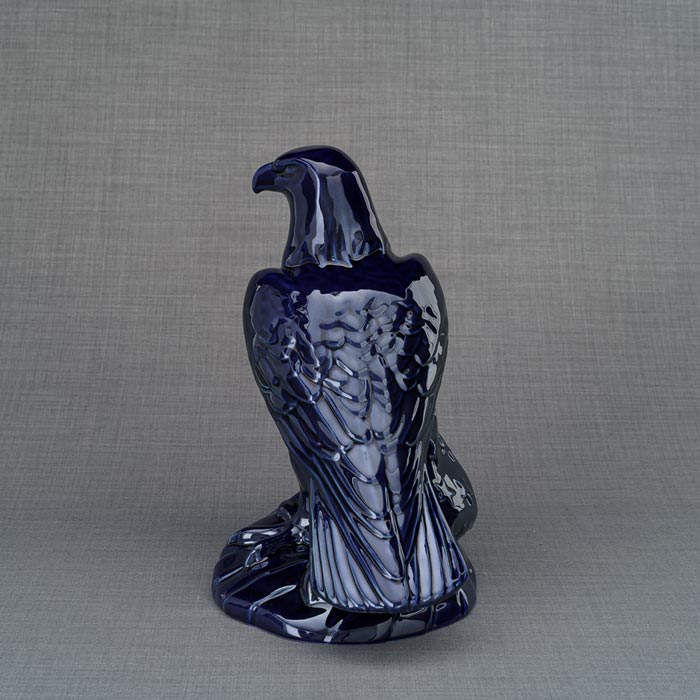 Eagle Cremation Urn for Ashes Metallic Blue Rear View