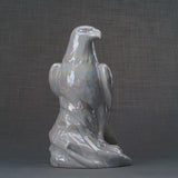 Eagle Cremation Urn for Ashes Pearlescent White Front View