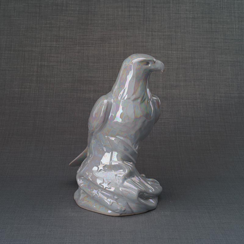 Eagle Cremation Urn for Ashes Pearlescent White Left View