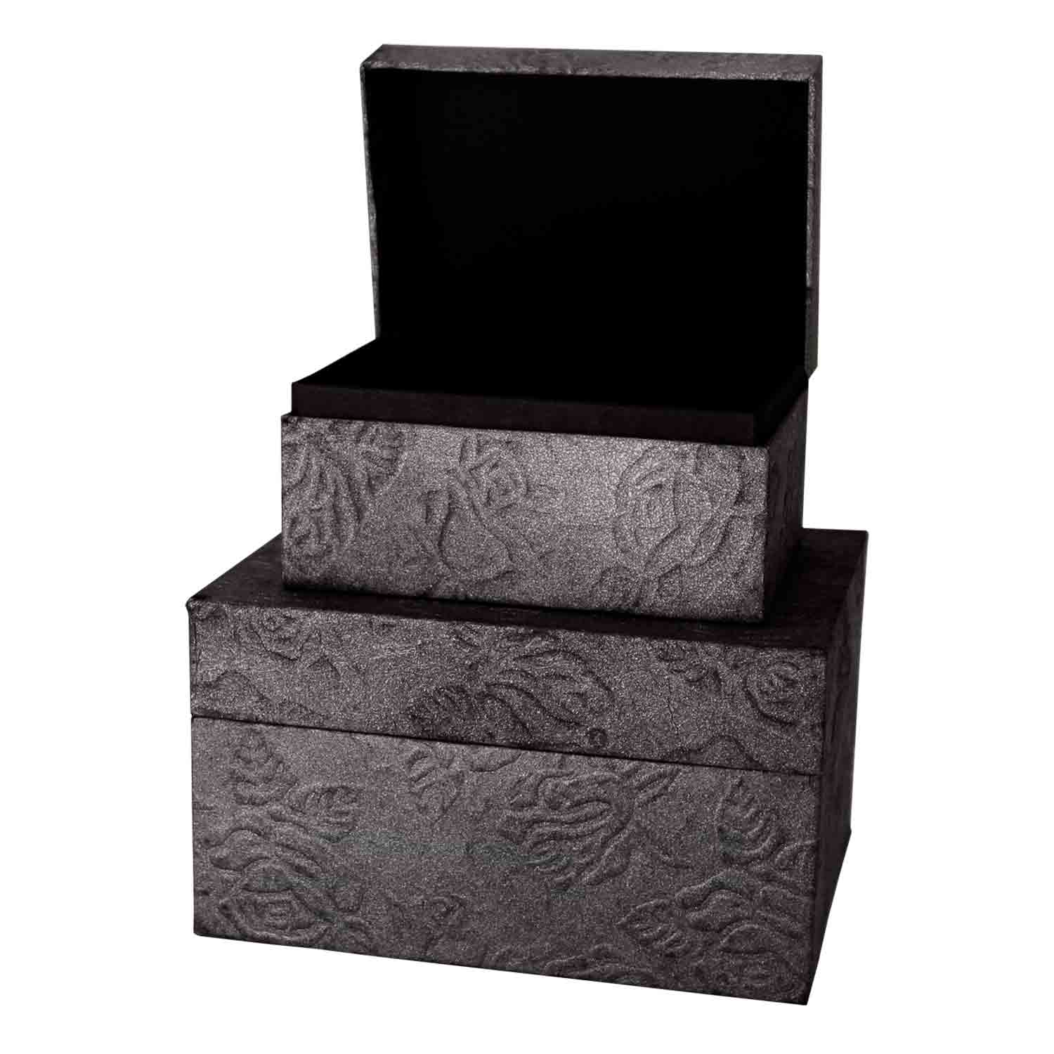 EarthUrn Chest Biodegradable Urn for Ashes in Embossed Black Large and Small