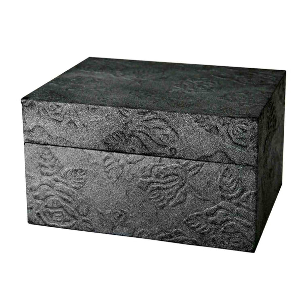 EarthUrn Chest Biodegradable Urn for Ashes in Embossed Black Large