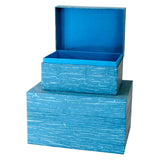 EarthUrn Chest Biodegradable Urn for Ashes in Embossed Blue Small and Large