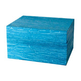 EarthUrn Chest Biodegradable Urn for Ashes in Embossed Blue Small
