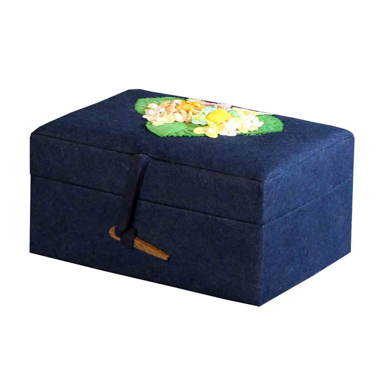 EarthUrn Chest Biodegradable Urn for Ashes in Navy Small at an Angle