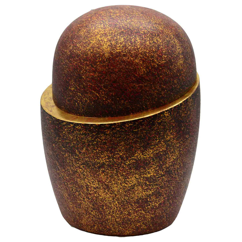 Eclipse Cremation Urn for Ashes in Swiss Pine Wood with Real Gold Leaf