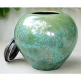 Emerald Cremation Urn for Ashes Lid Off Rotated View
