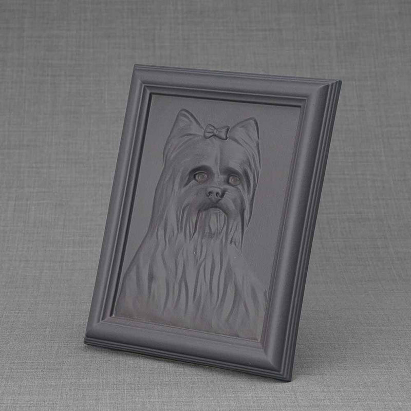Female Yorkie Dog Urn For Pet Ashes Charcoal Grey Left View