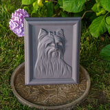 Female Yorkie Dog Urn For Pet Ashes Garden Front View Flowers