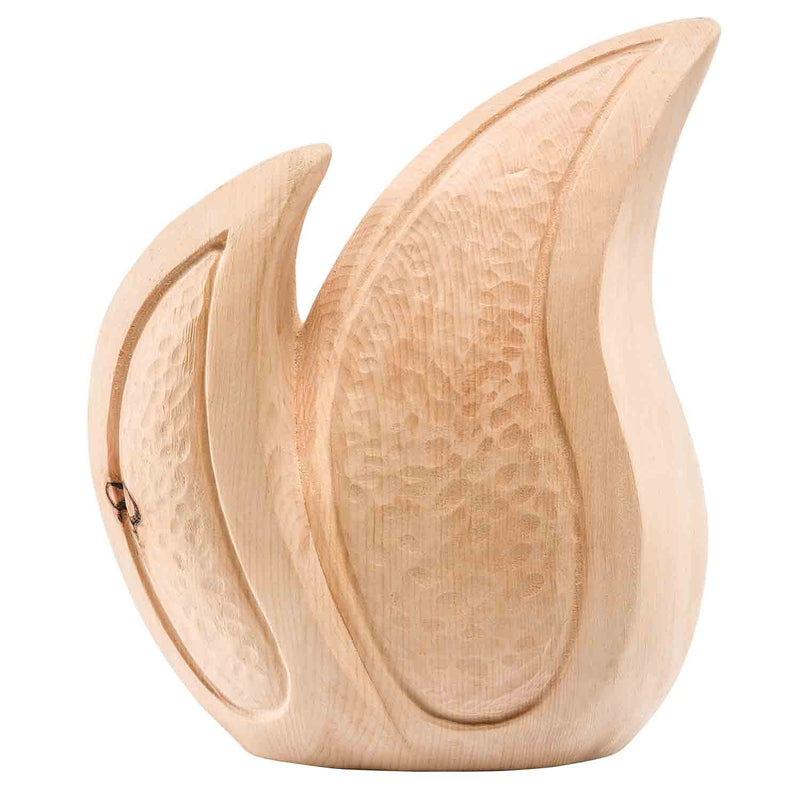 Flame Cremation Urn for Ashes in Swiss Pine Wood
