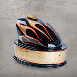 Flame Motorcycle Fuel Tank Cremation Urn for Ashes Beige and Orange