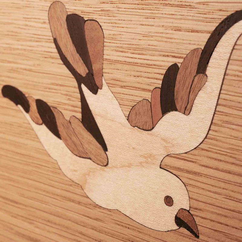 Flight Cremation Urn for Ashes in Oak Zoomed In