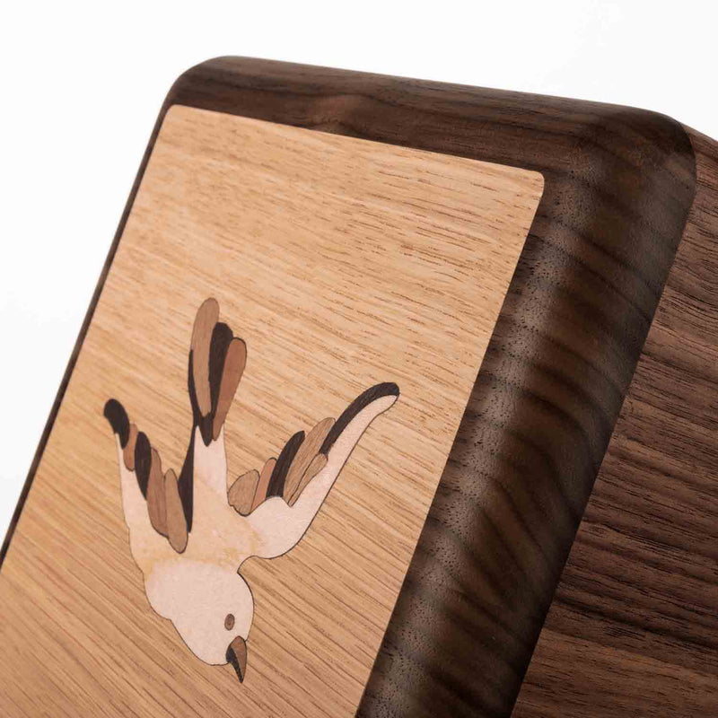 Flight Cremation Urn for Ashes in Walnut Front At An Angle