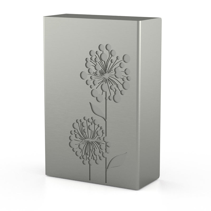 Floral Cremation Urn for Ashes Adult in Stainless Steel with Bulb Rotated View