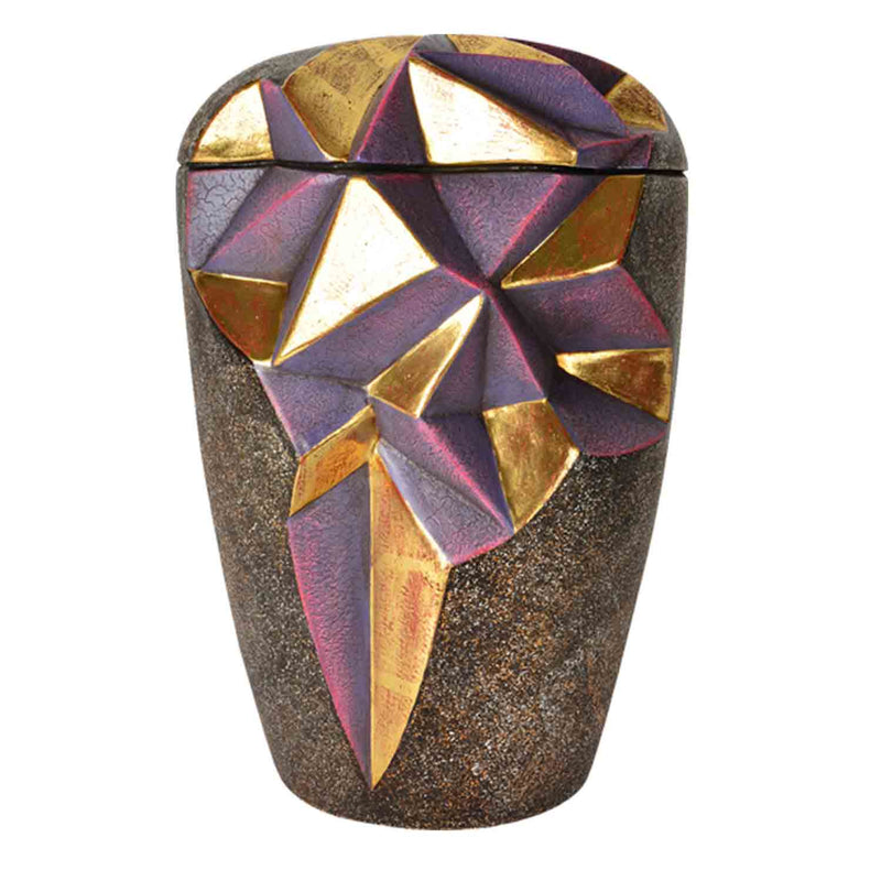 Fold Cremation Urn for Ashes in Lime Wood with Real Gold Leaf