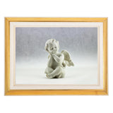 Frame Cremation Urn for Ashes Painted Gold Baby Angel Sitting
